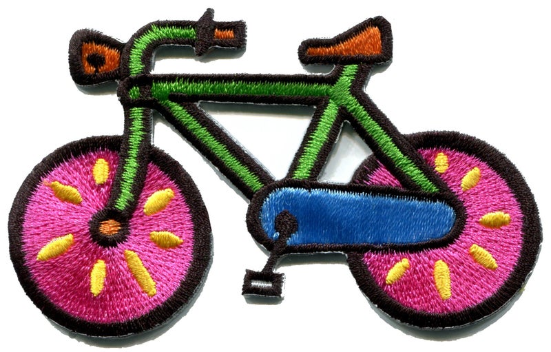 TKPatch Lot of 5 Bicycle Retro Bike Cycle Cyclist 70s Kids Fun Embroidered Appliques Iron-on Patches - Image 3